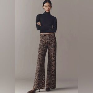 Antrhropologie Maeve The Collette Wide Leg Animal Print Jeans Size 29 HEMMED